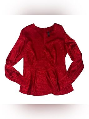 YAS Women’s Red Long-Sleeve Peplum Blouse Size L